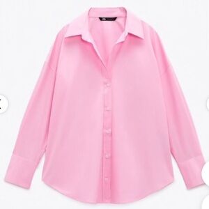Zara Oversized Pink Button Down Top